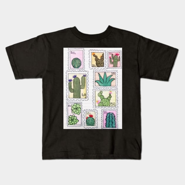 Cactus stamps Kids T-Shirt by SanMade
